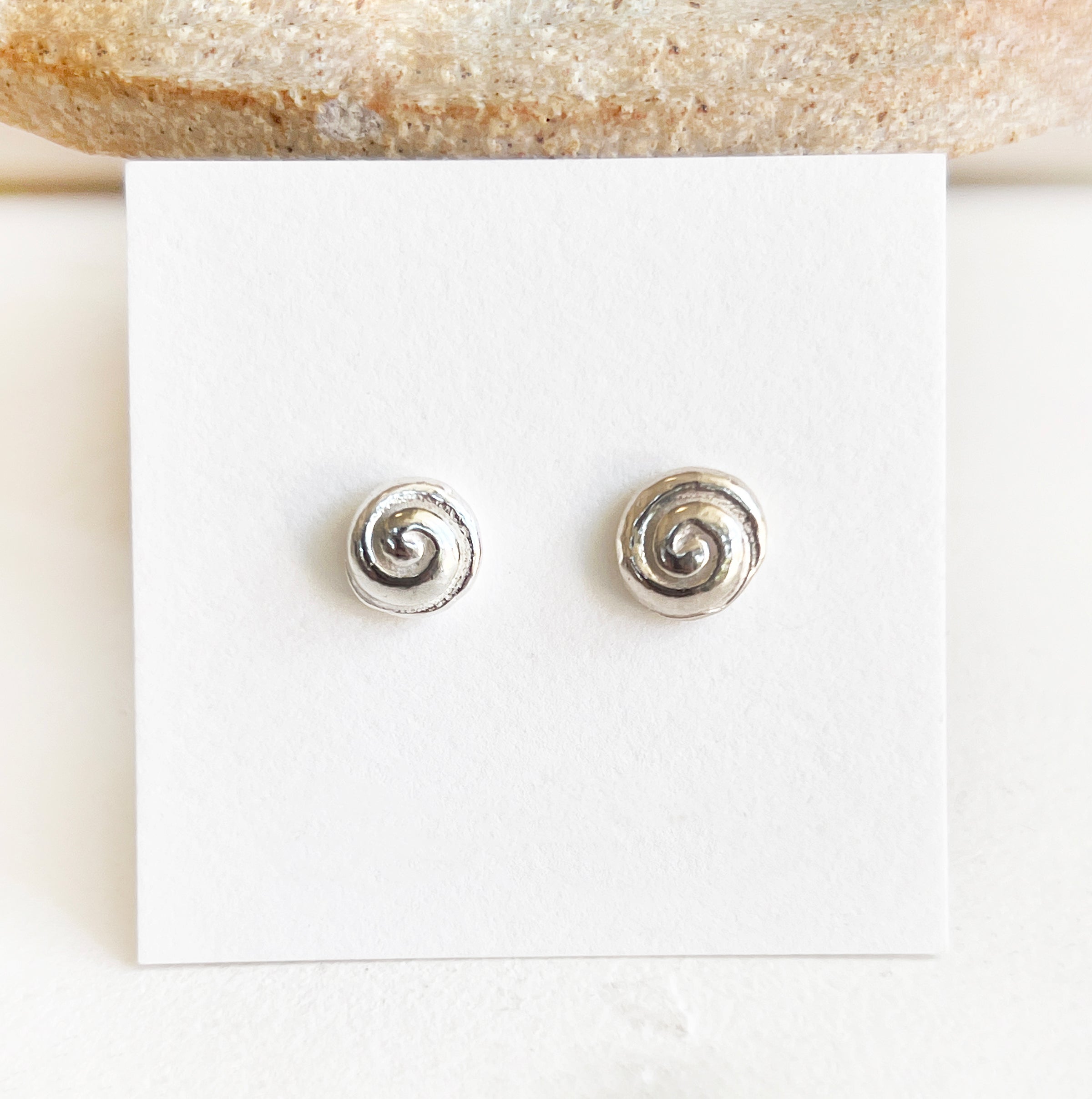Silver Spiral Shell Stud