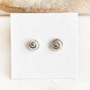 Silver Spiral Shell Stud