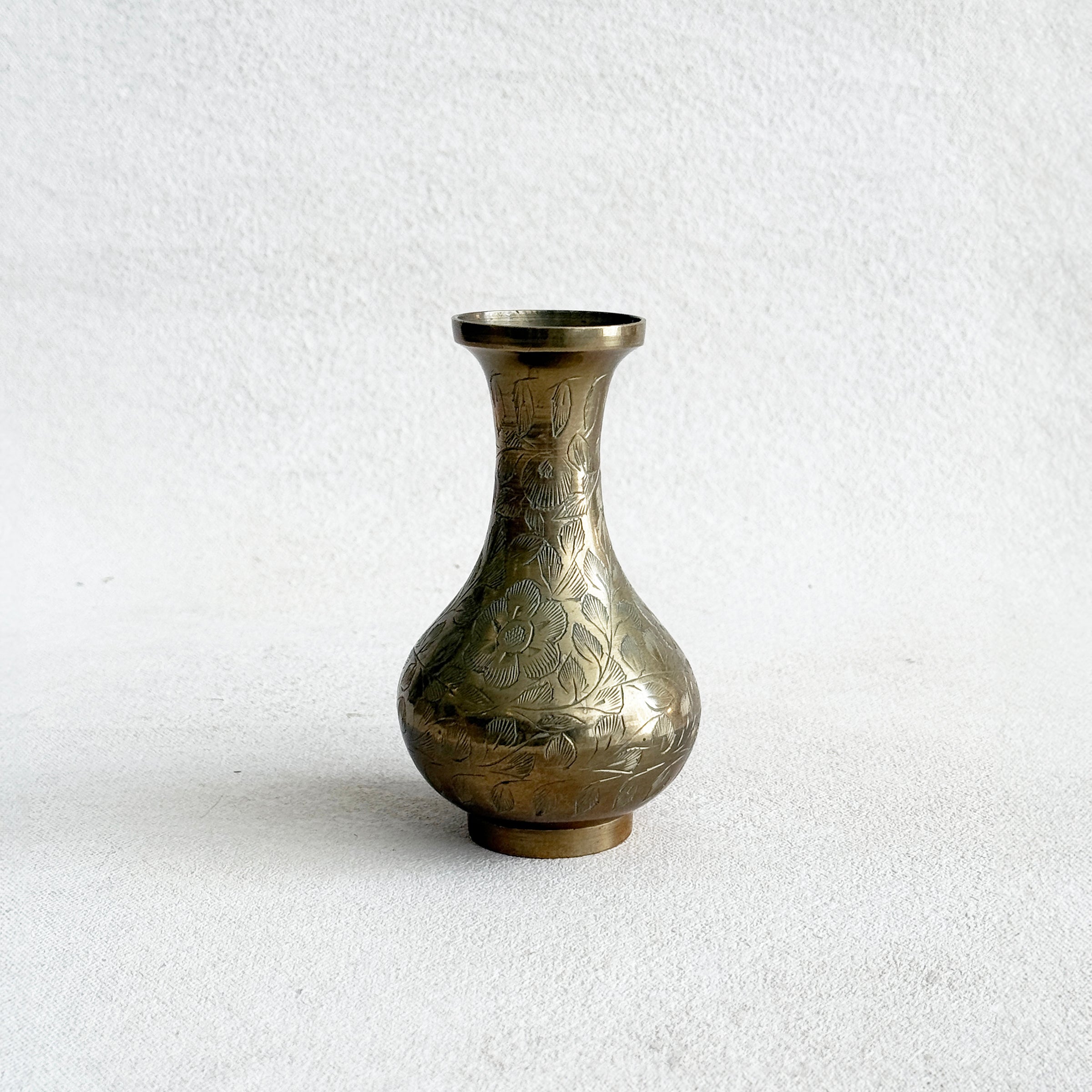Vintage Etched Brass Vase