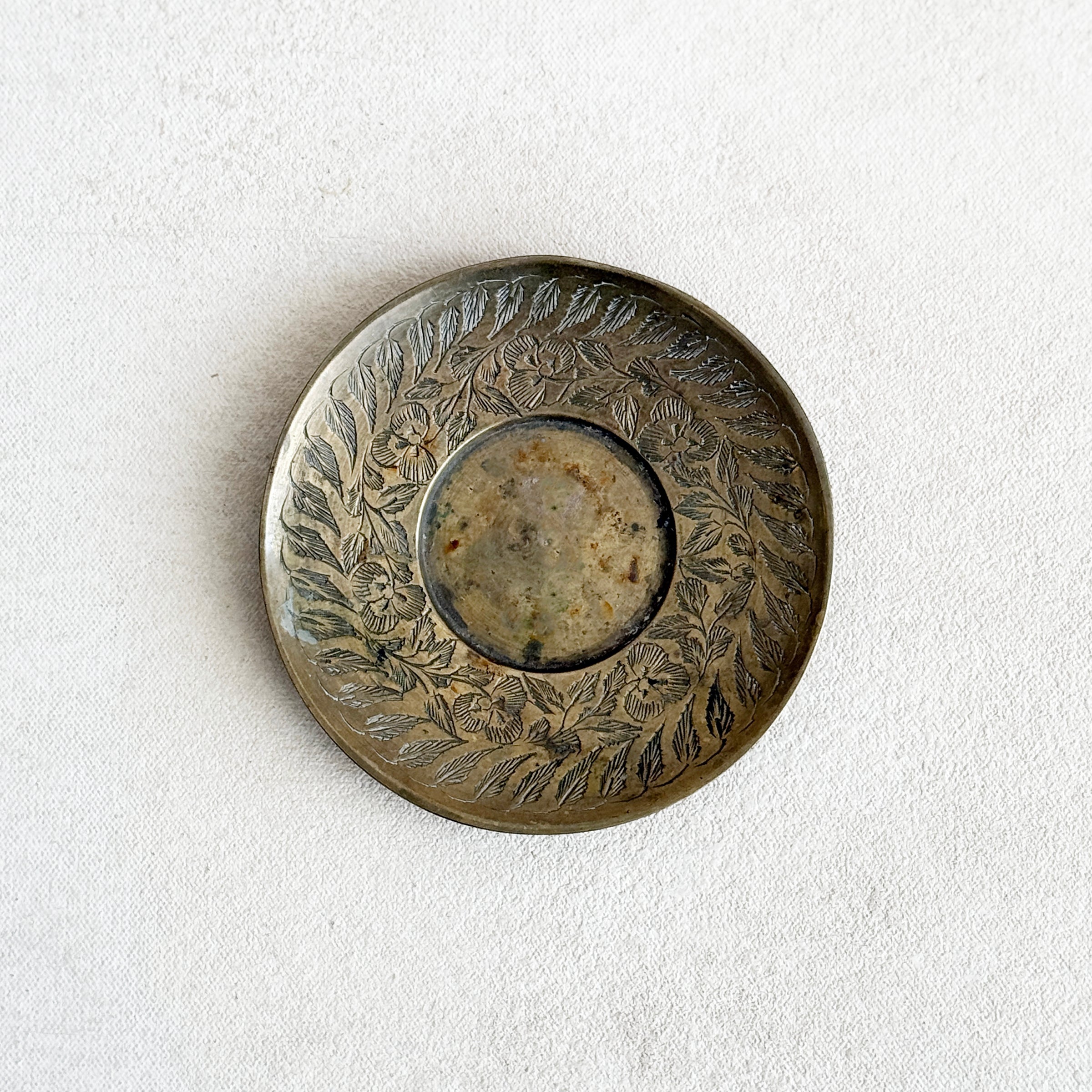 Vintage Etched Brass Dish