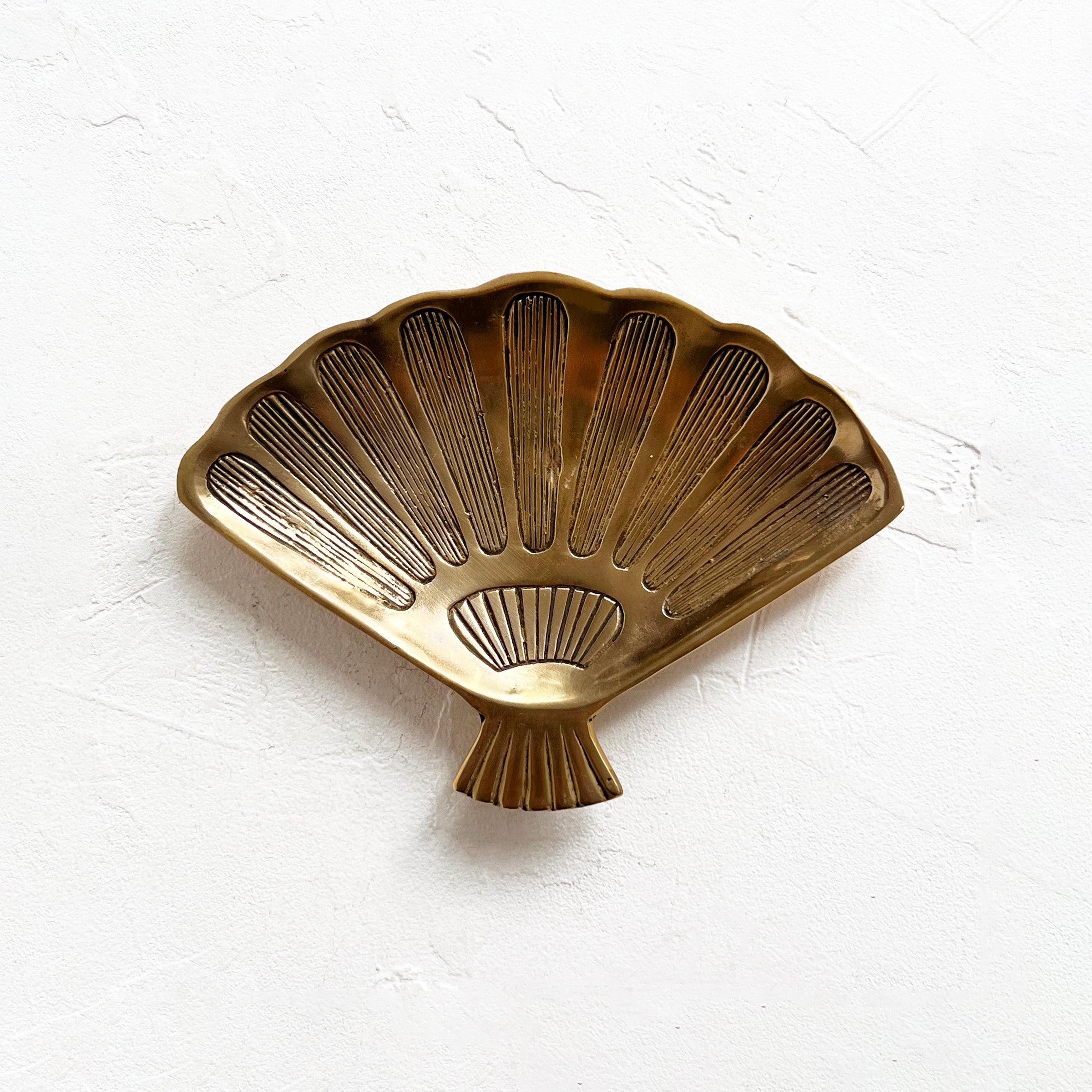 Vintage Brass Fan Trinket Dish