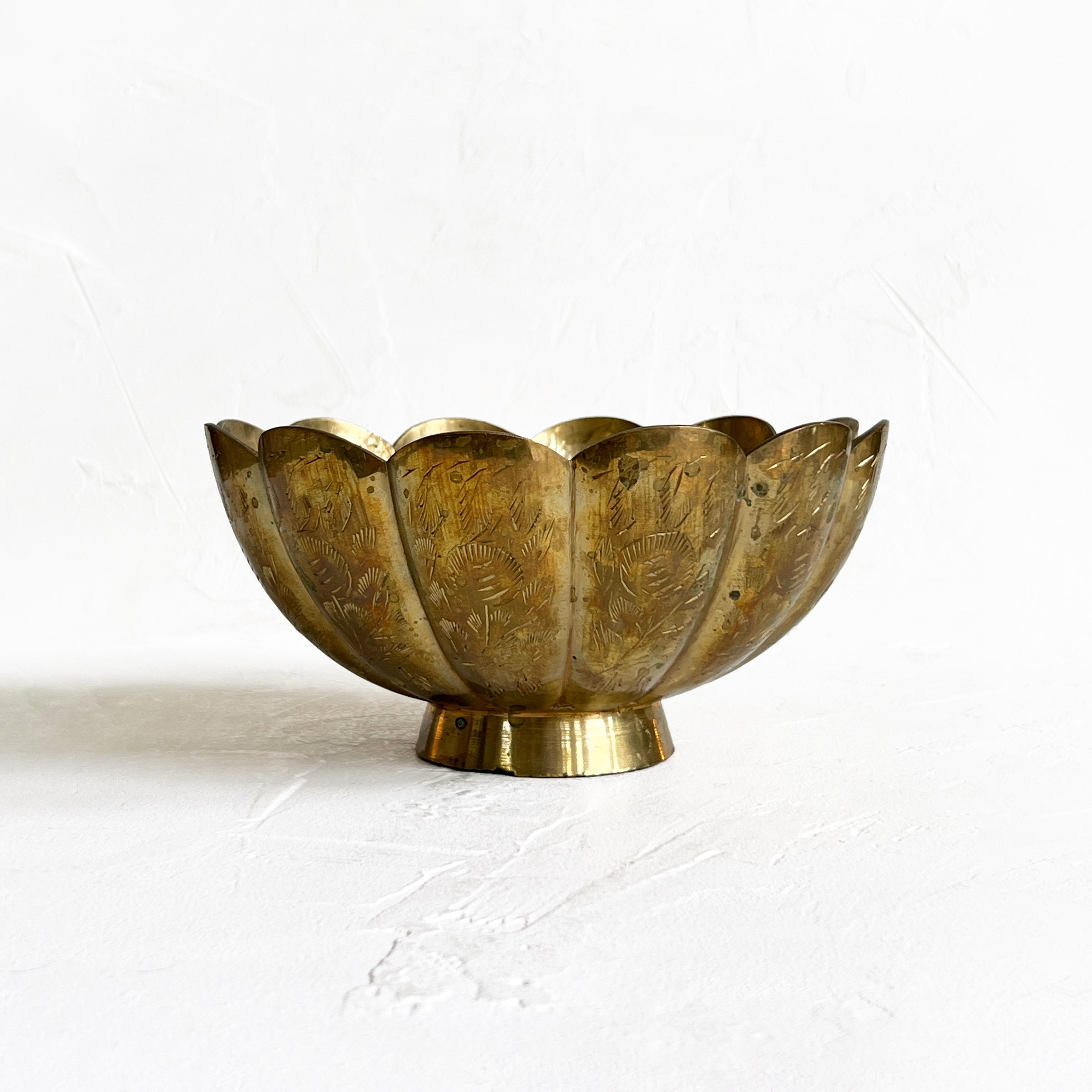 Vintage Brass Scalloped Bowl