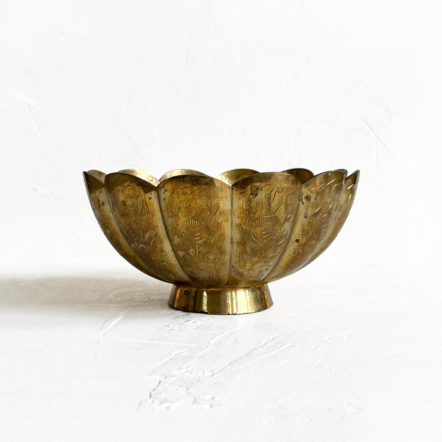 Vintage Brass Scalloped Bowl