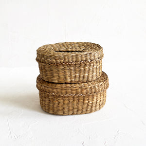 Vintage Lidded Oval Basket