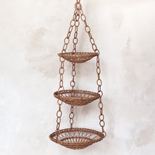 Load image into Gallery viewer, Vintage Wicker Three Tiered Hanging Basket