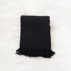 Wool Boucle Throw in Black