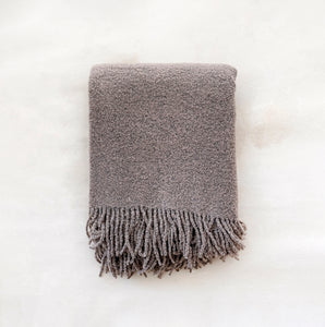 Wool Boucle Throw in Beige