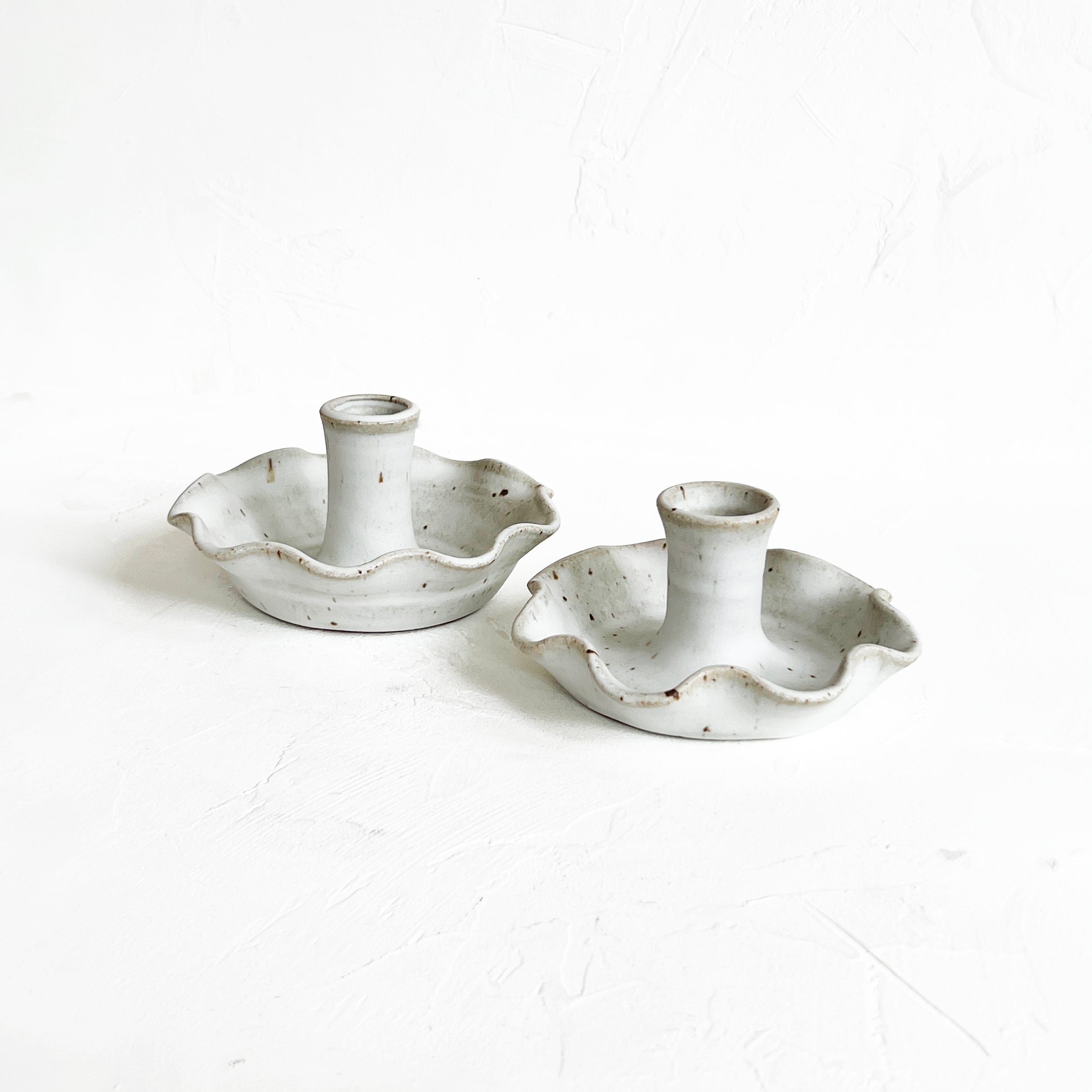 Ruffled Taper Candle Holder in Granite