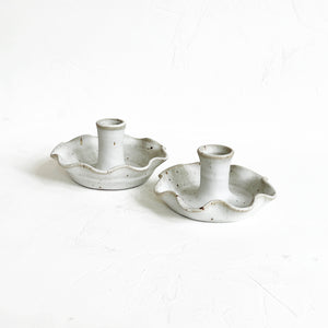 Ruffled Taper Candle Holder in Granite