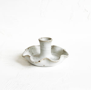 Ruffled Taper Candle Holder in Granite