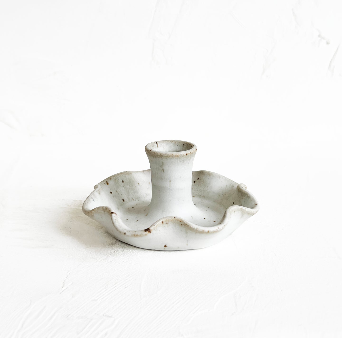 Ruffled Taper Candle Holder in Granite