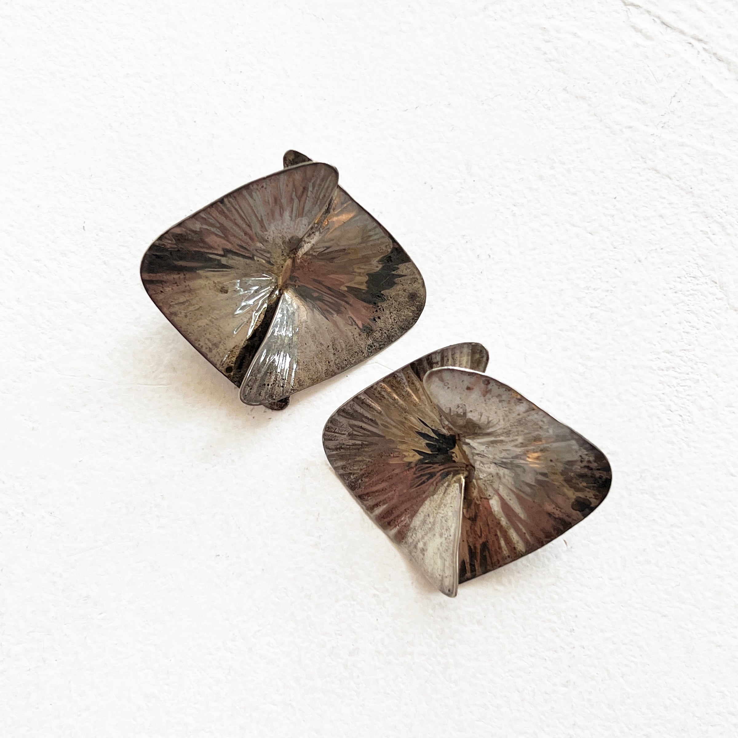 Vintage Sterling Silver Doube Triangle Earrings