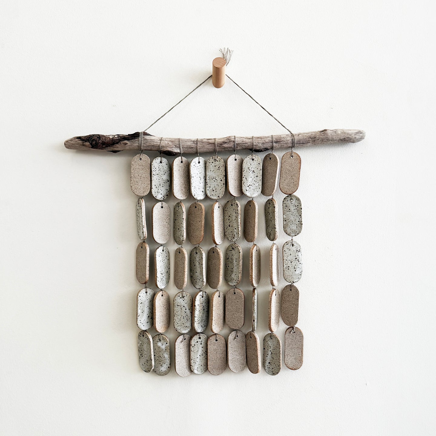 Oval Stoneware Wall Hanging in Quail