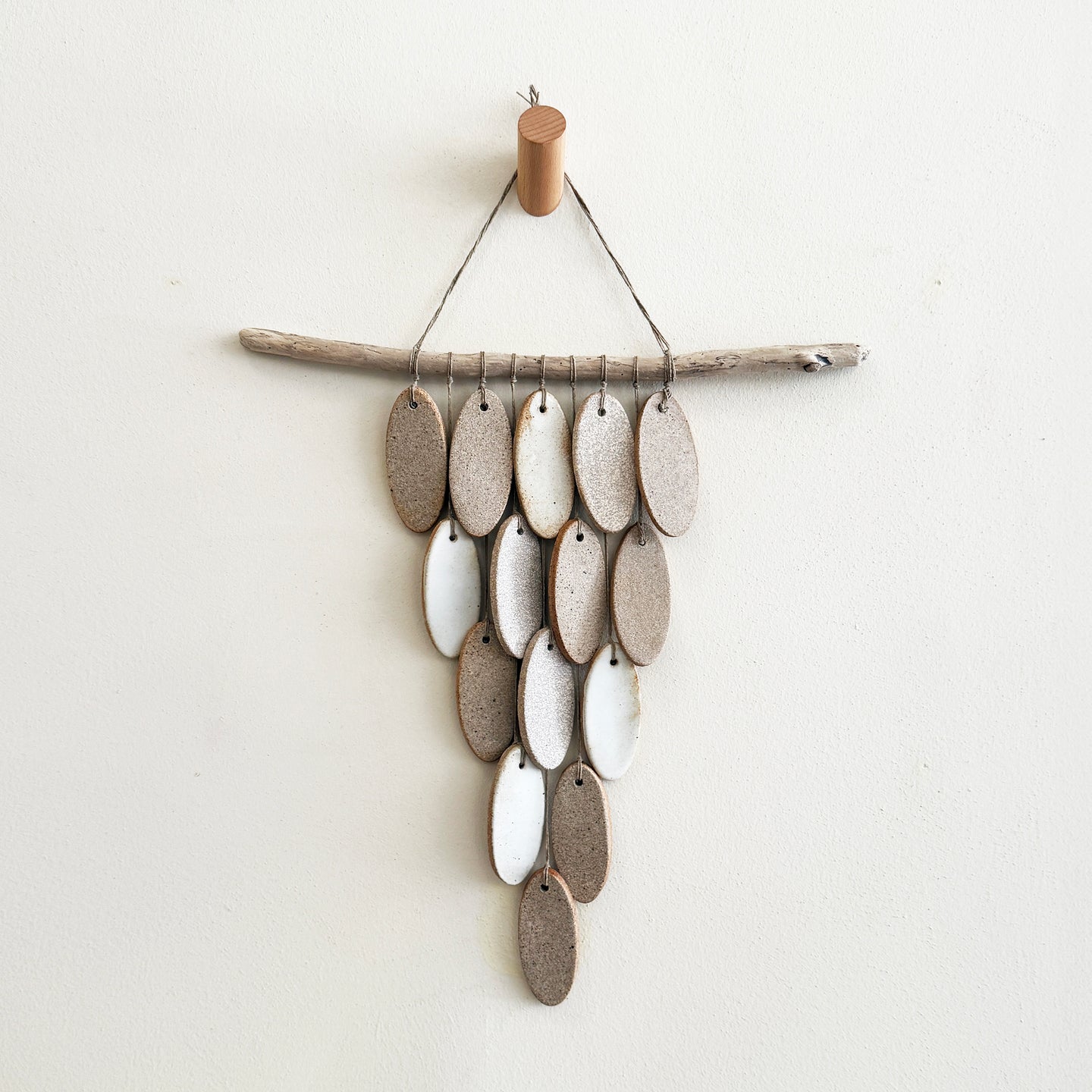 Small Petal Stoneware Wall Hanging in Shell