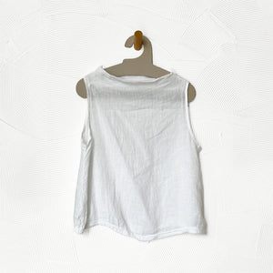 Sleeveless Linen Blouse in White