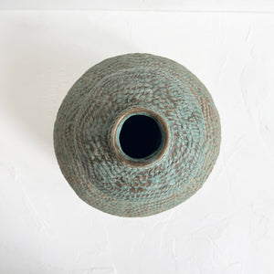 Large Double Coiled Vase in Teal