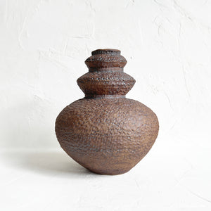 Large Double Coiled Vase in Brown