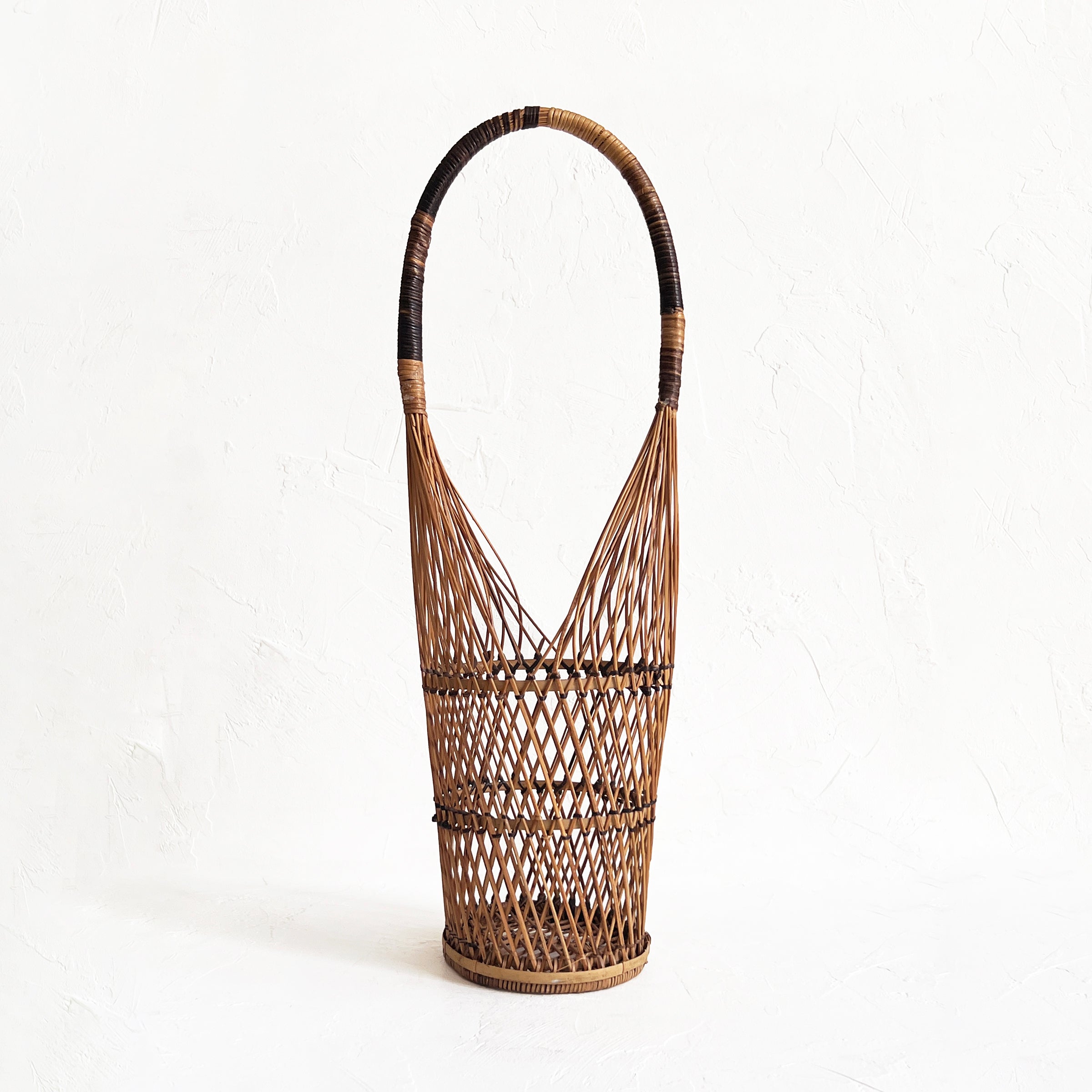 Vintage Mid Century Modern Wicker Wine Bottle Carrier