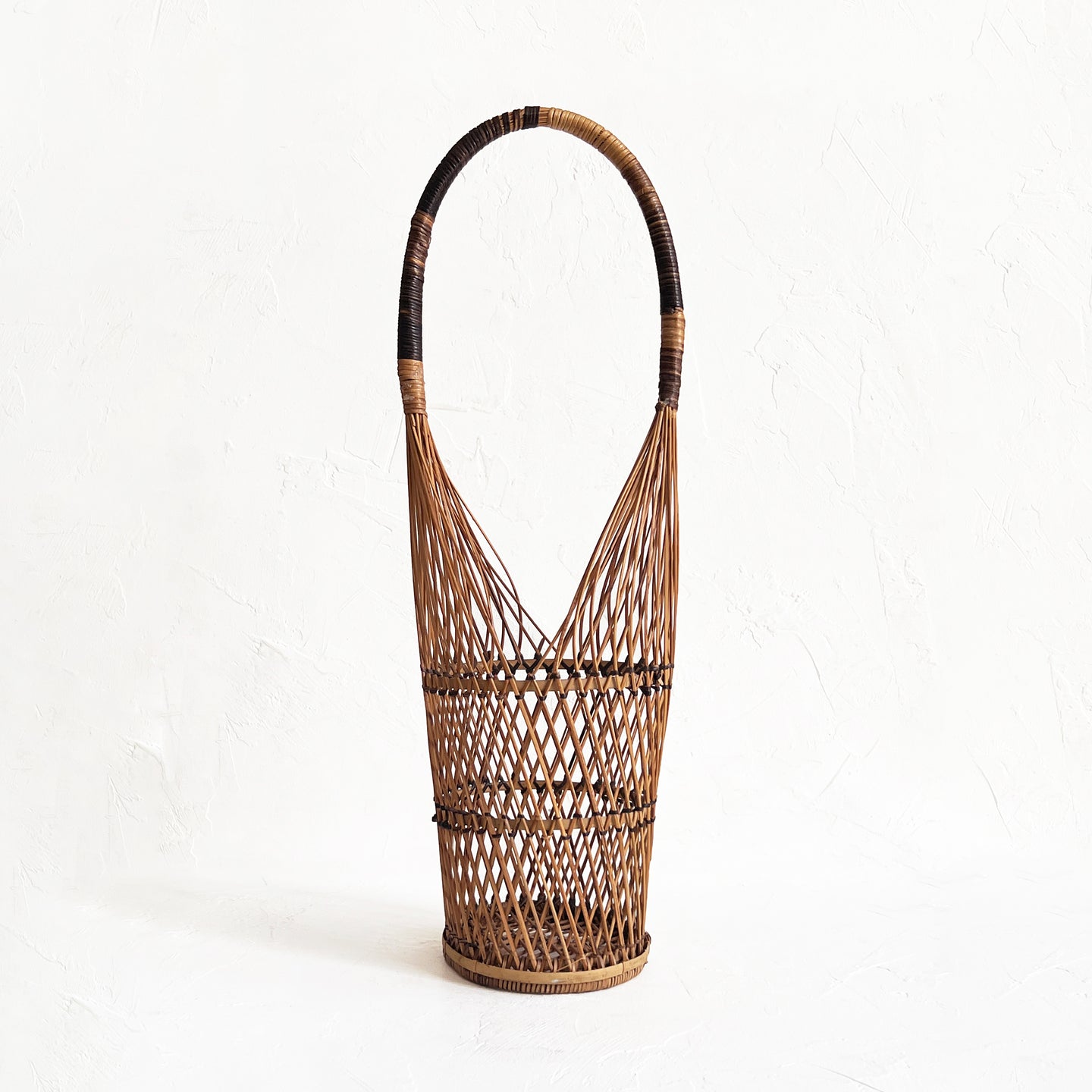 Vintage Mid Century Modern Wicker Wine Bottle Carrier