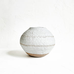 Wide Coiled Vase in Cream and Brown