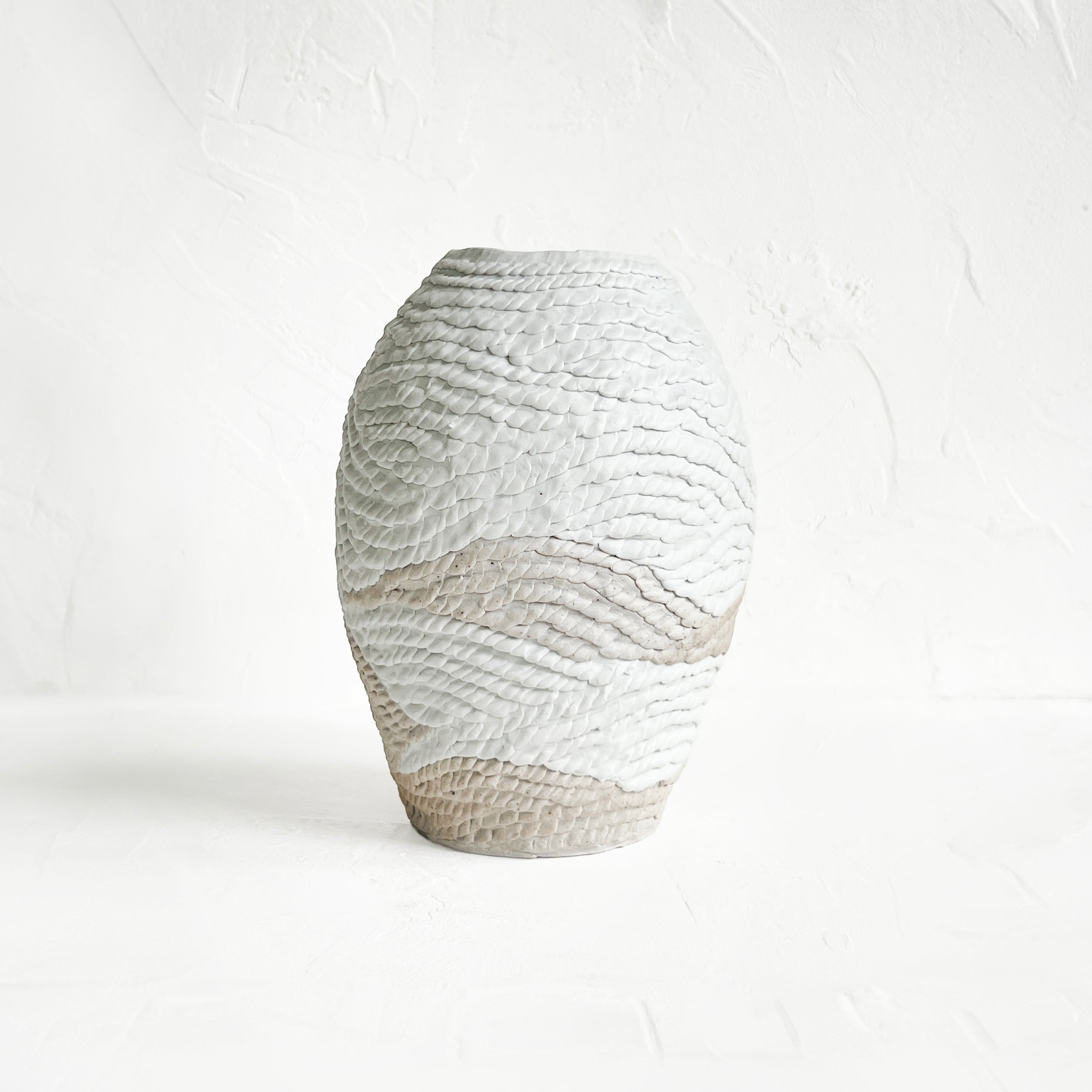 Coiled Vase in Cream and Brown