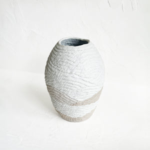 Coiled Vase in Cream and Brown