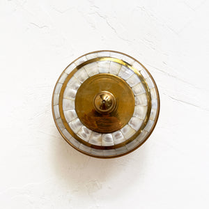 Vintage Brass and Mother of Pearl Lidded Vessel