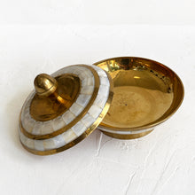 Load image into Gallery viewer, Vintage Brass and Mother of Pearl Lidded Vessel