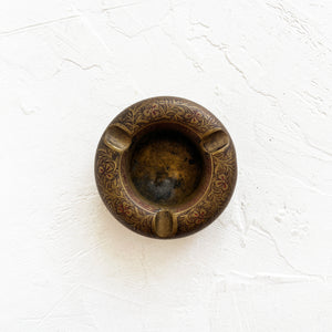 Vintage Round Etched Ashtray