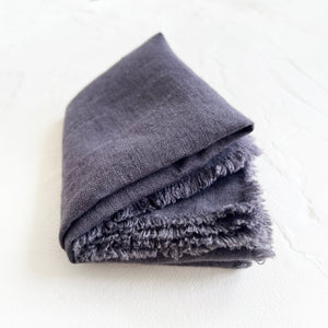 Linen Napkins with Fringe in Dark Grey