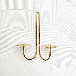 Double Armed Hanging Brass Candle Sconce