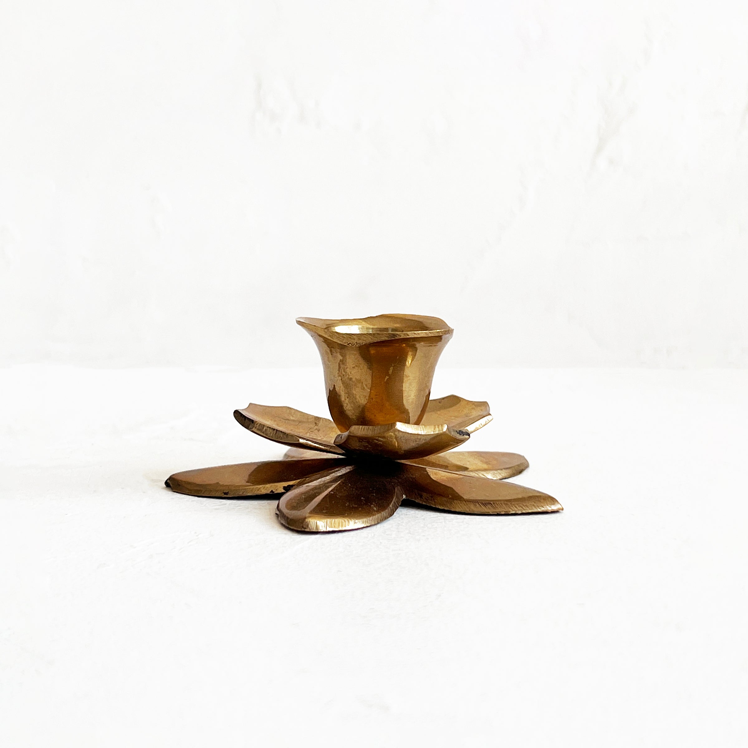 Vintage Brass Lotus Candle Holder