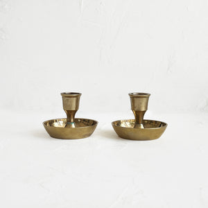 Vintage Short Brass Taper Candlestick Holder