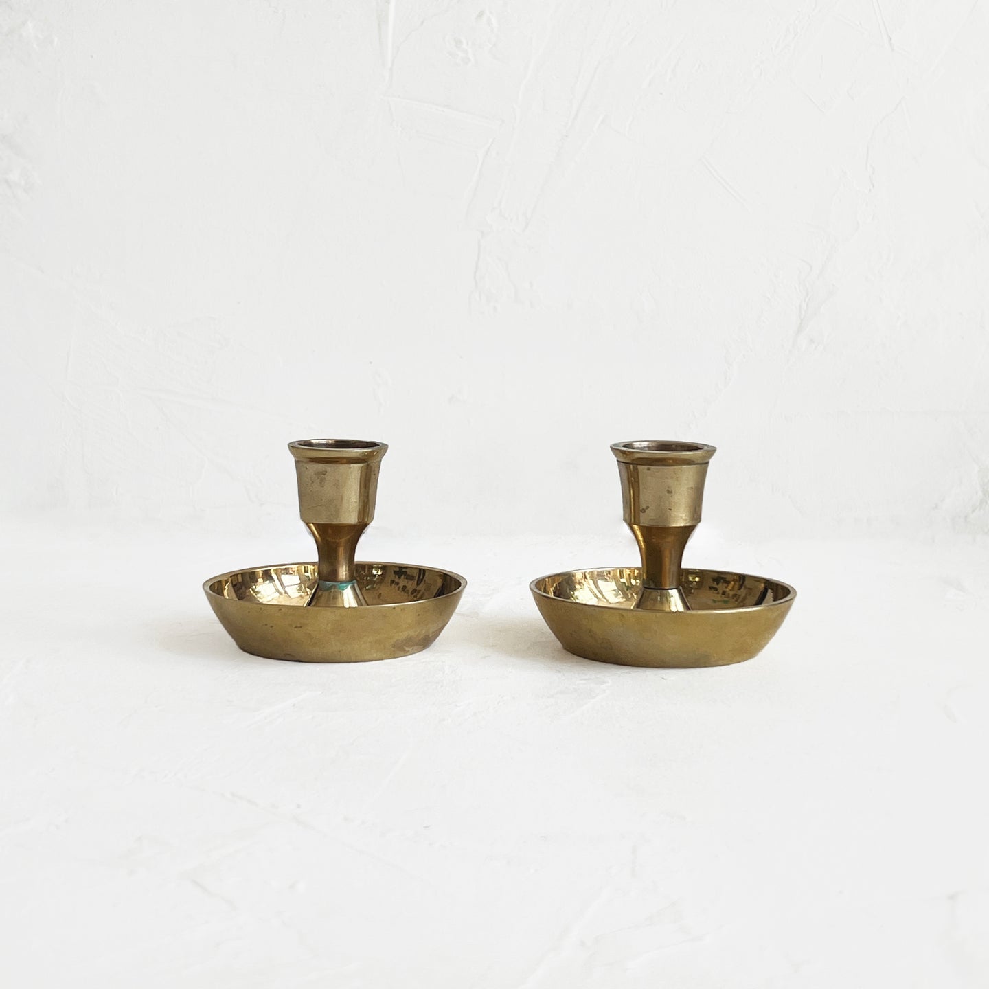 Vintage Short Brass Taper Candlestick Holder