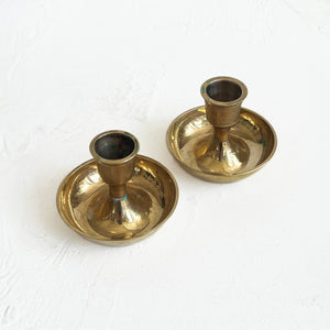 Vintage Short Brass Taper Candlestick Holder
