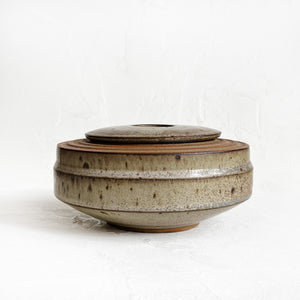Lidded Vessel in Olive and Brown