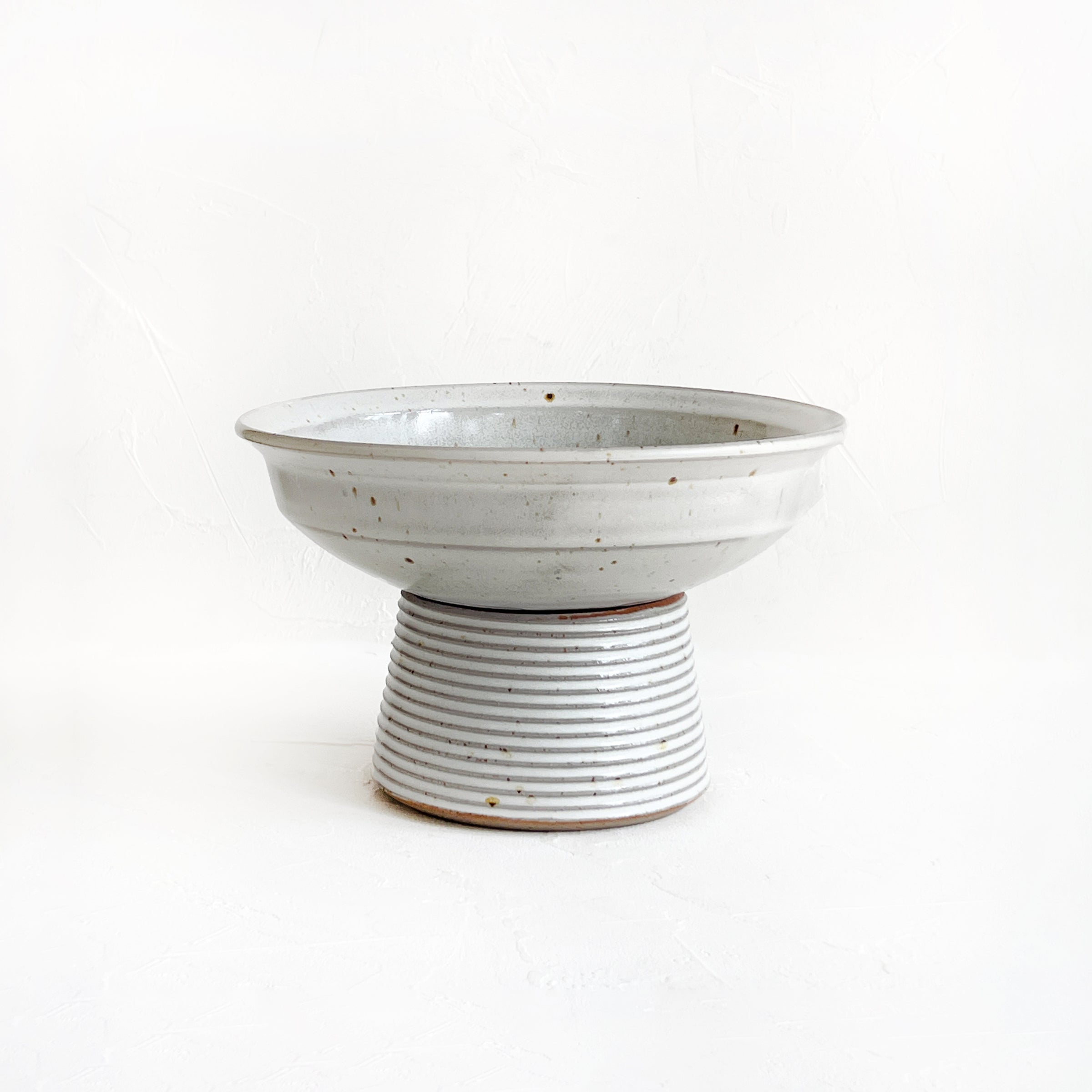 Tall Pedestal Bowl in Buttermilk White