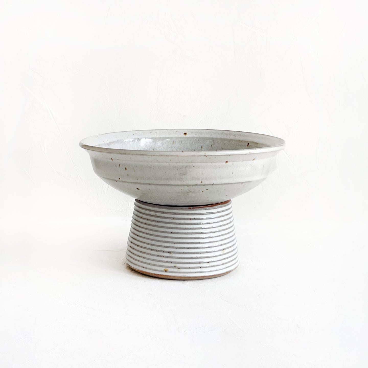 Tall Pedestal Bowl in Buttermilk White