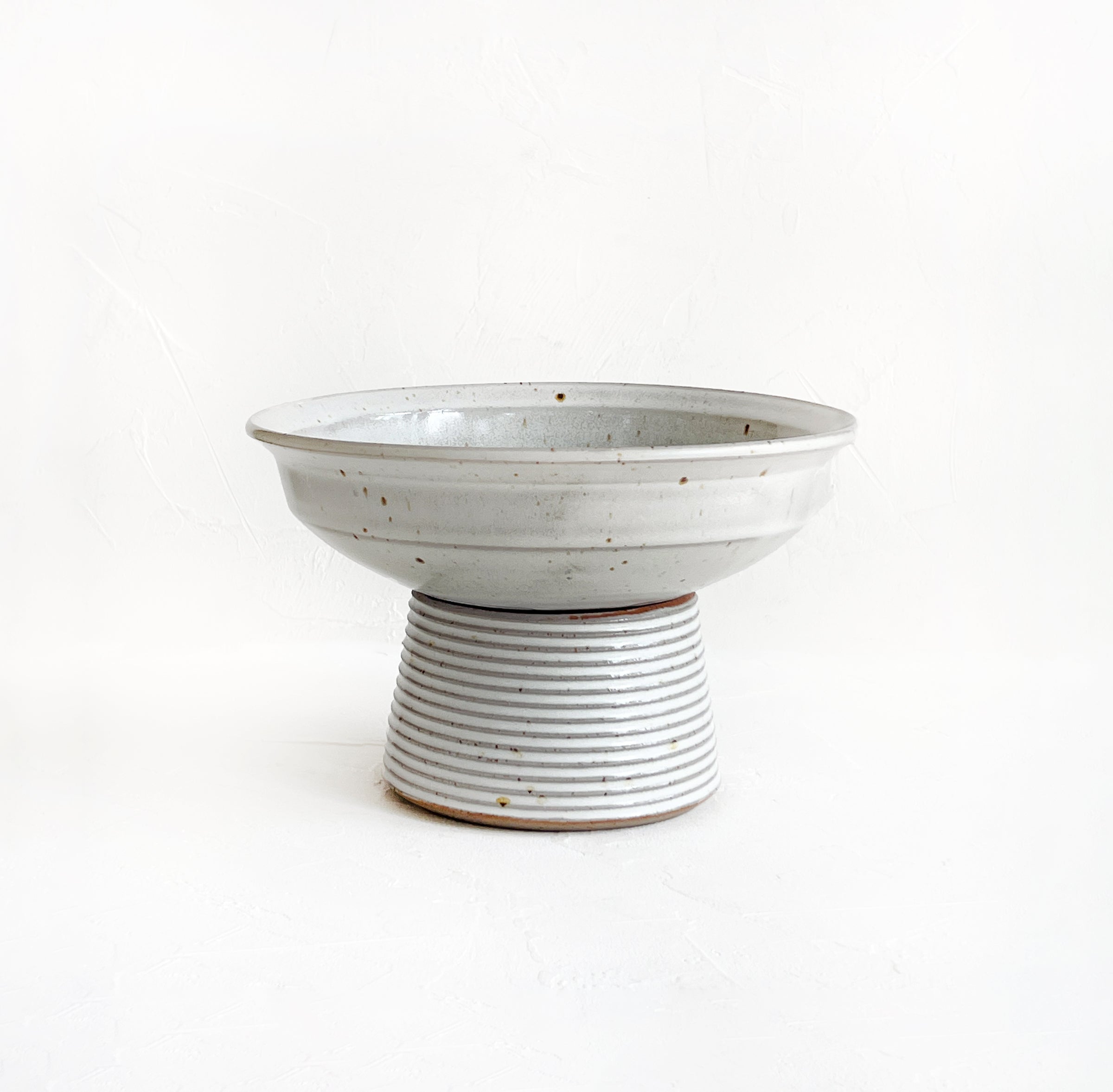 Tall Pedestal Bowl in Buttermilk White