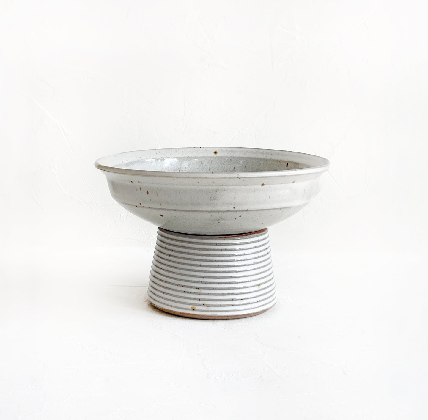 Tall Pedestal Bowl in Buttermilk White