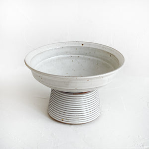 Tall Pedestal Bowl in Buttermilk White