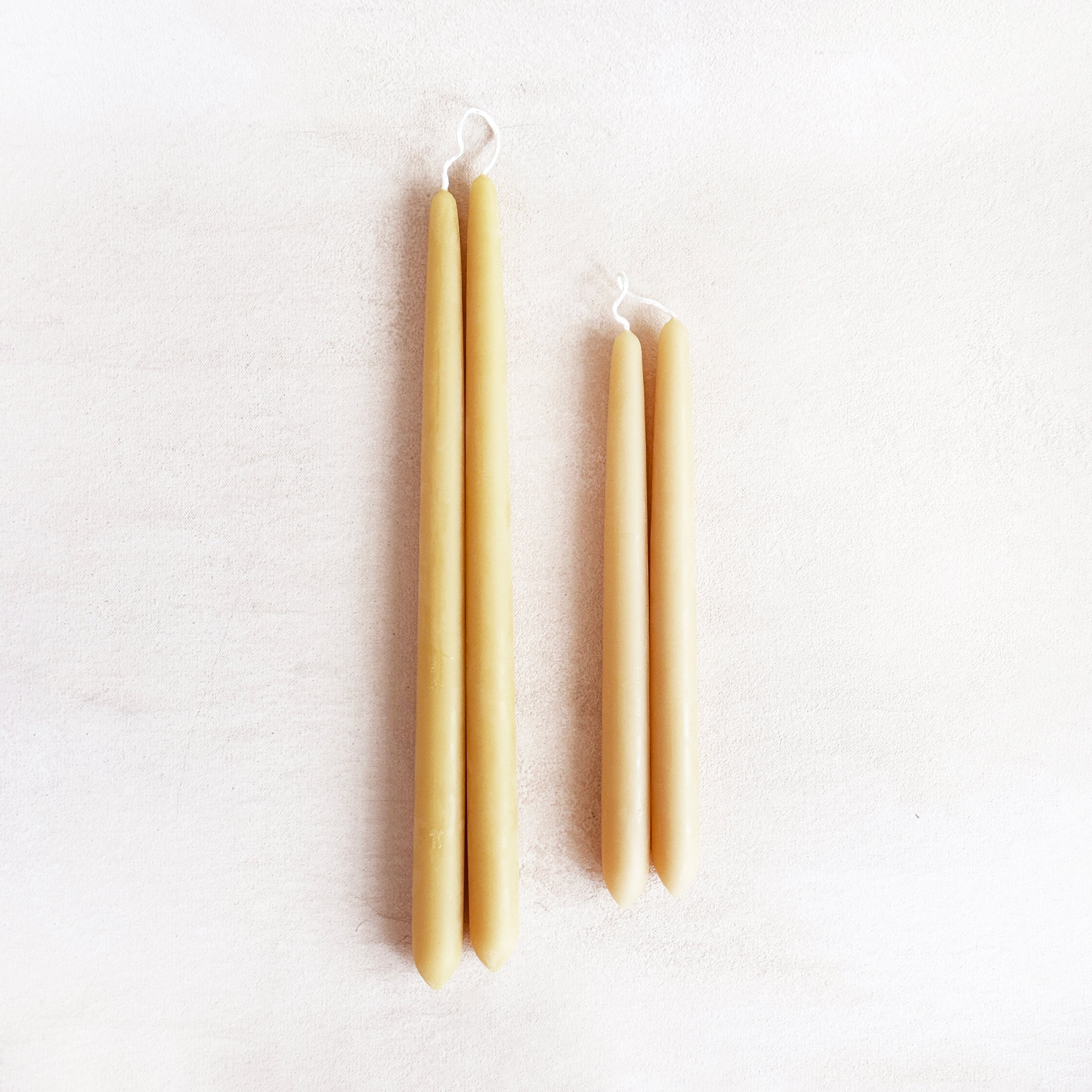 Beeswax Tapers in Natural Gold