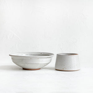 Tall Pedestal Bowl in Buttermilk White