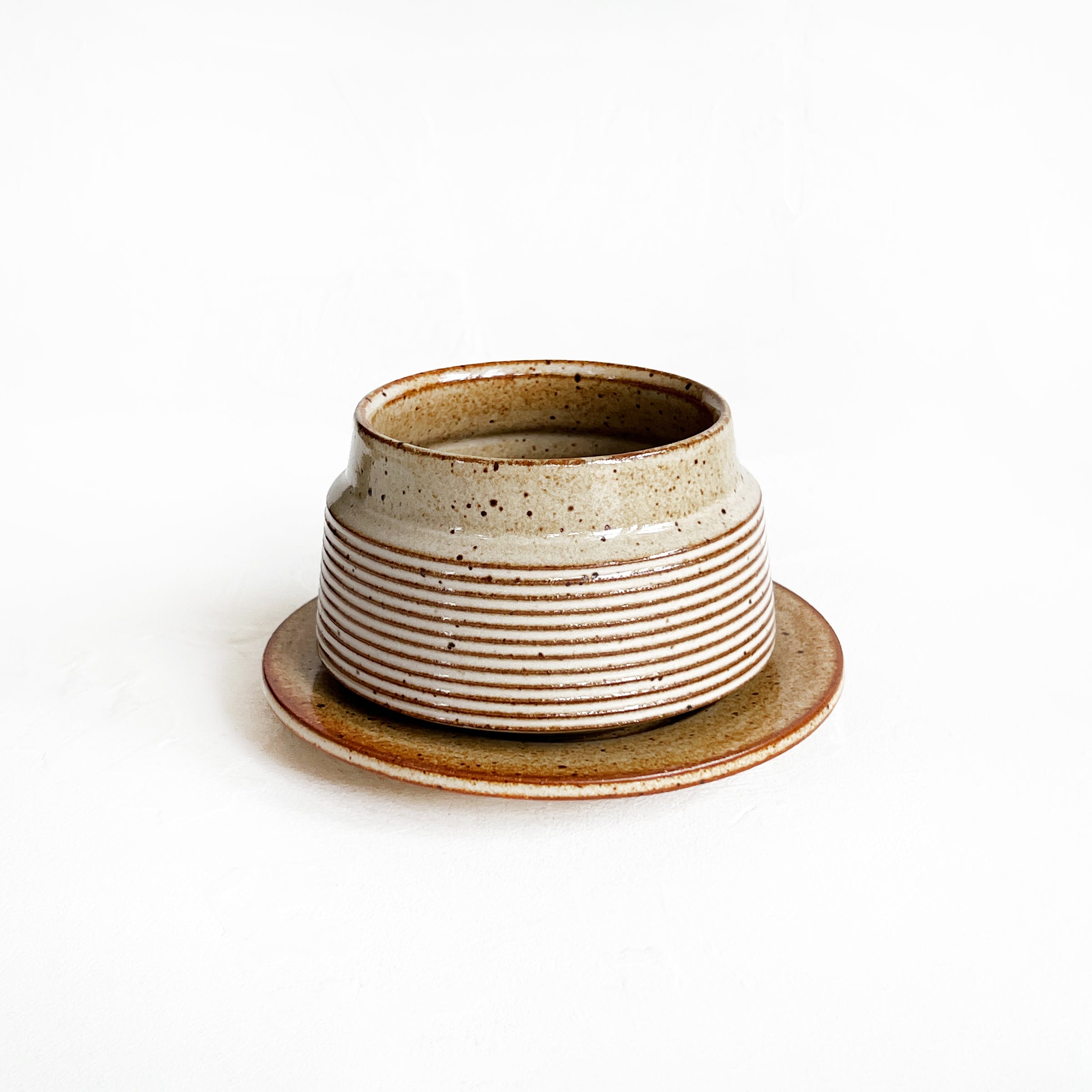 Cup and  Saucer Set in Speckled Brown