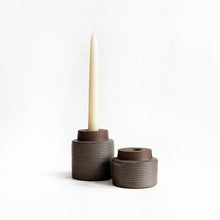Load image into Gallery viewer, Ribbed Candle Holder in Matte Brown