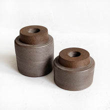 Load image into Gallery viewer, Ribbed Candle Holder in Matte Brown
