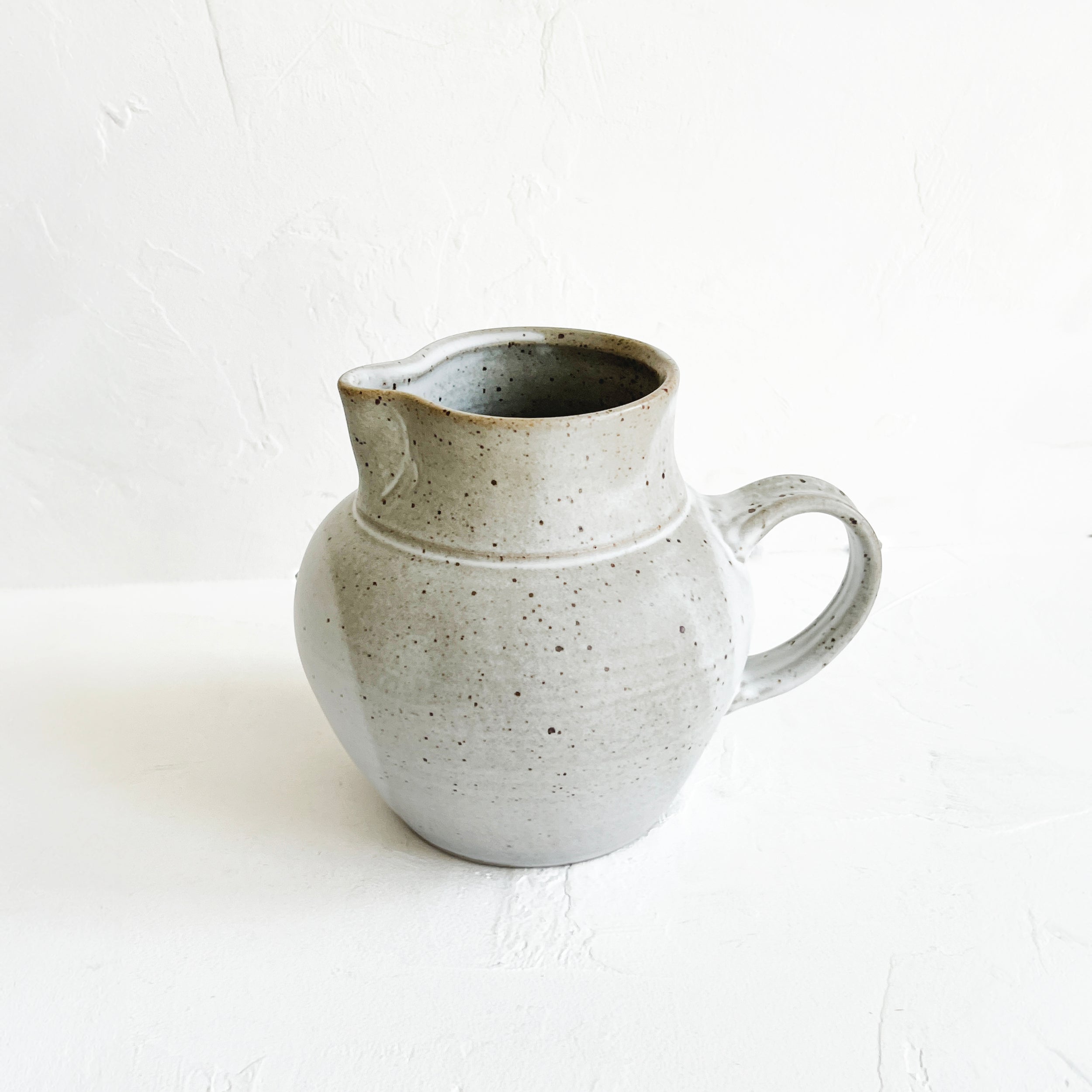 Large Ceramic Pitcher in Speckled White