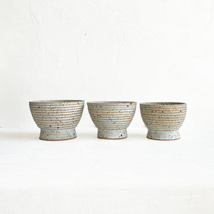 Lined Pedestal Offering Bowl in Quail