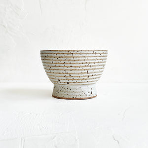 Lined Pedestal Offering Bowl in Quail