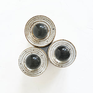 Cylinder Glass Orb Vessel in Lined Quail